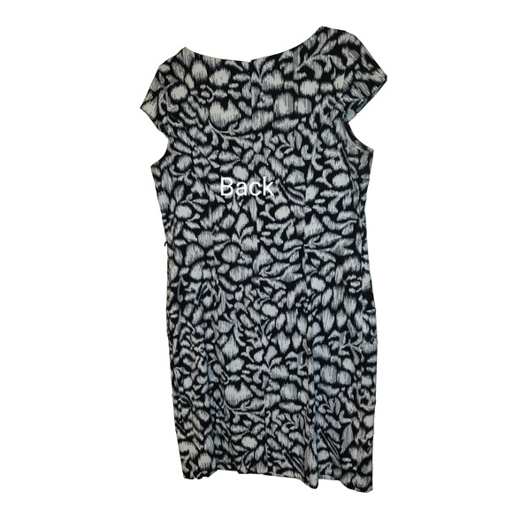 Alyx Black & White Floral Dress Women's 16 Asymmetrical Patchwork Design Sheath - Picture 8 of 16